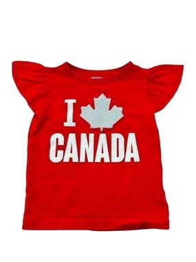 Carter’s 24 Months Toddler Girls Red Flutter Short Sleeves I Love Canada T-Shirt